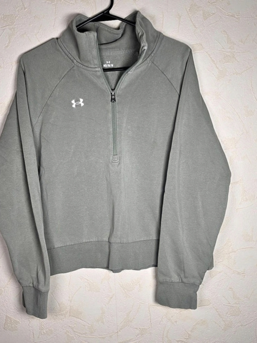Under Armour Icon Fleece Oversized 1/2 Zip Women's Pullover Gray Green Medium